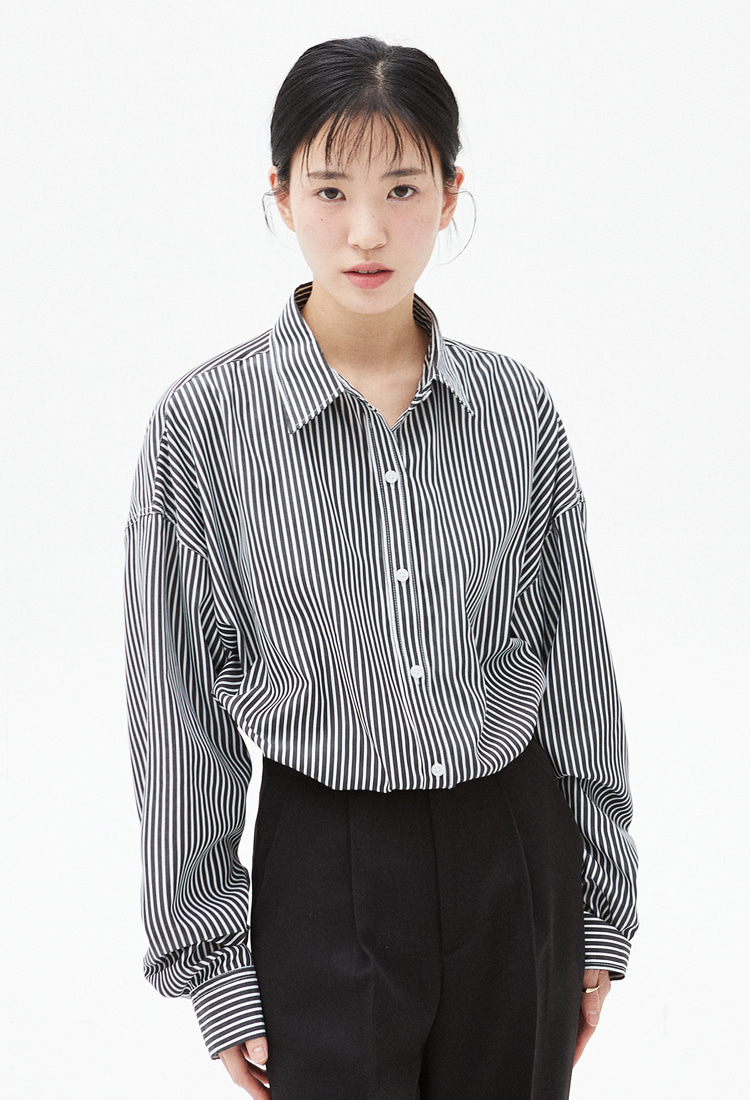 NOI325 overfit stripe shirts (black)