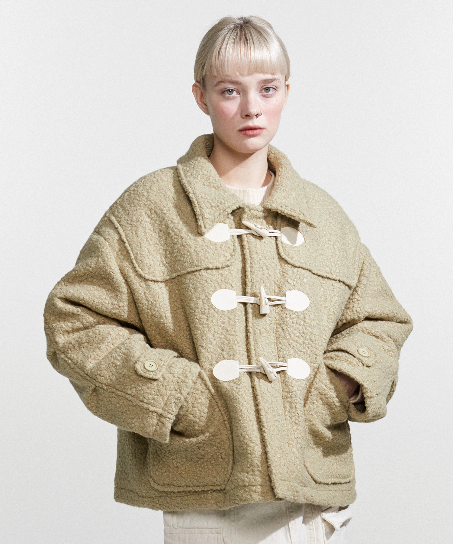 NOI789 terry duffle coat (khaki beige)