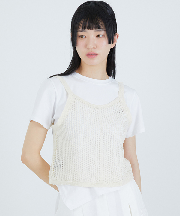 NOI873 punching knit sleeveless (cream)