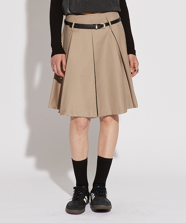 NOI999 double pintuck skirt (beige)
