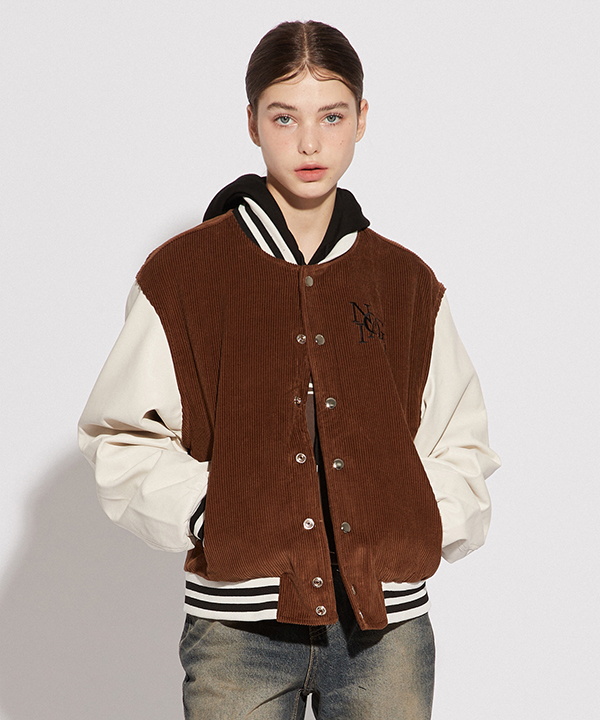 NOI1015 corduroy varsity jacket (brown)