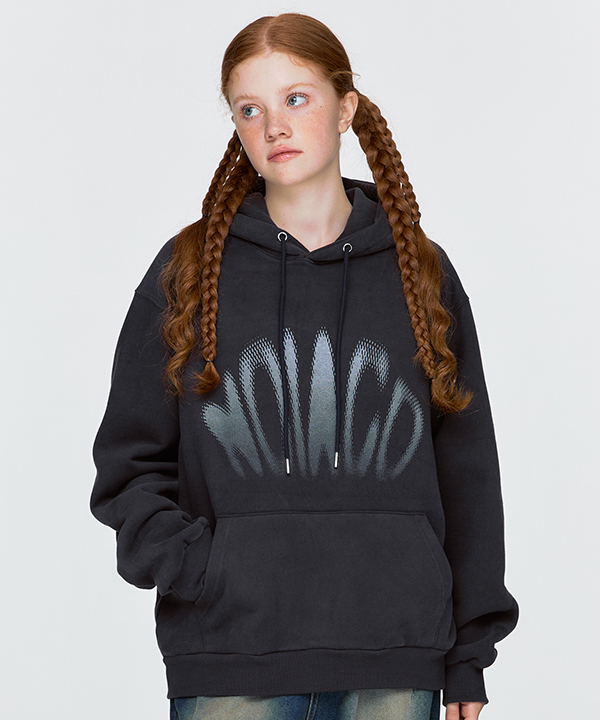 NOI1053 napping gradation lettering hoodie (charcoal)