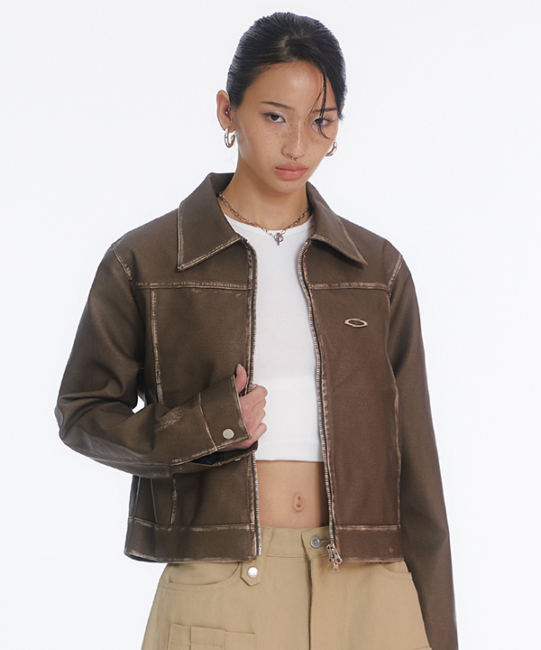 NOI1172 washing leather jacket (brown)